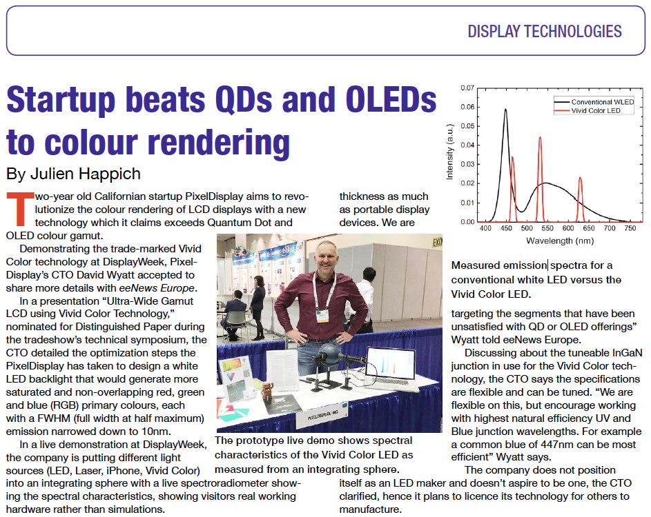 News: Startup beats QDs and OLEDs to colour rendering